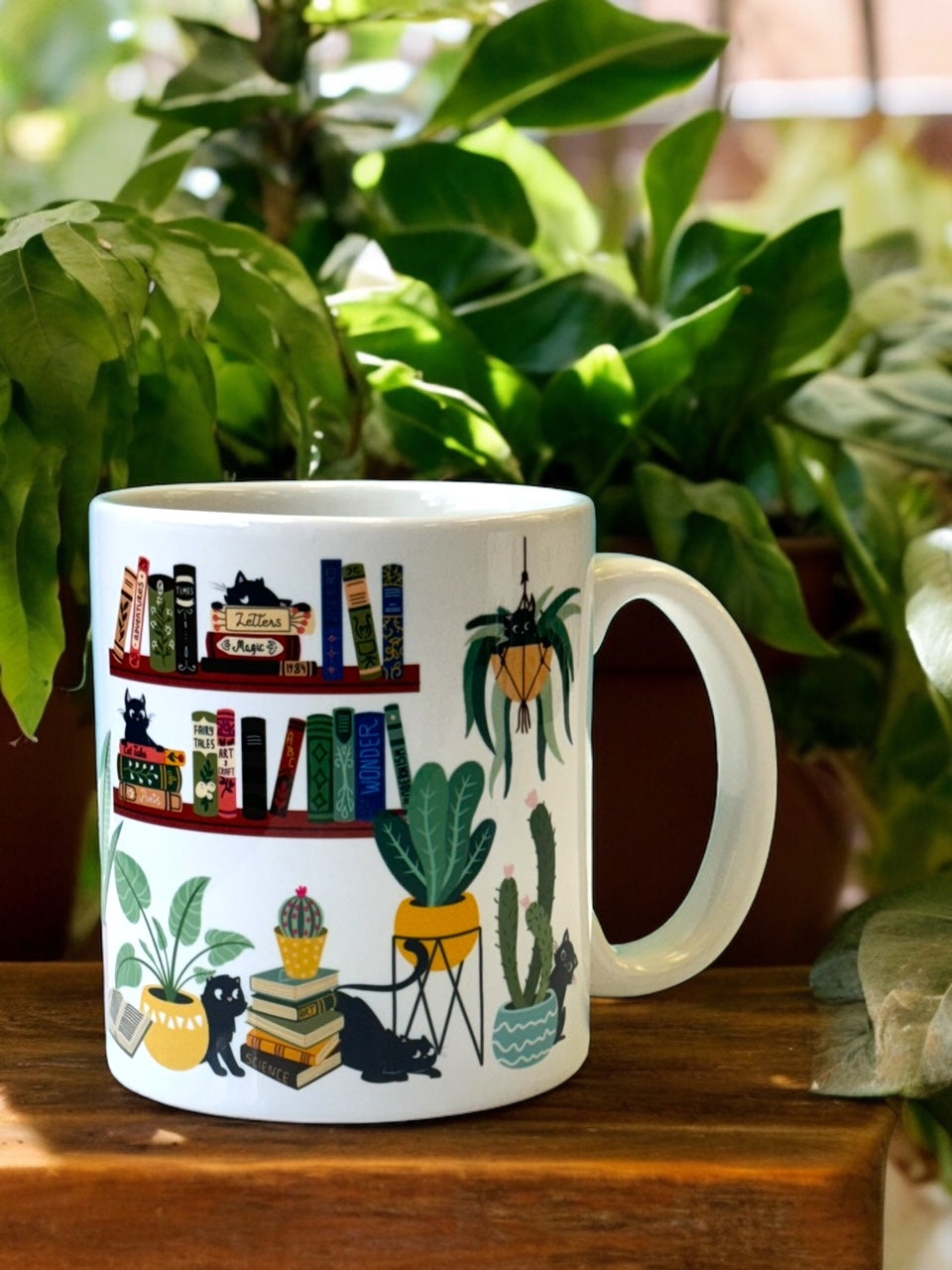 Cat Tales with Plants & Books 11oz Ceramic Mug