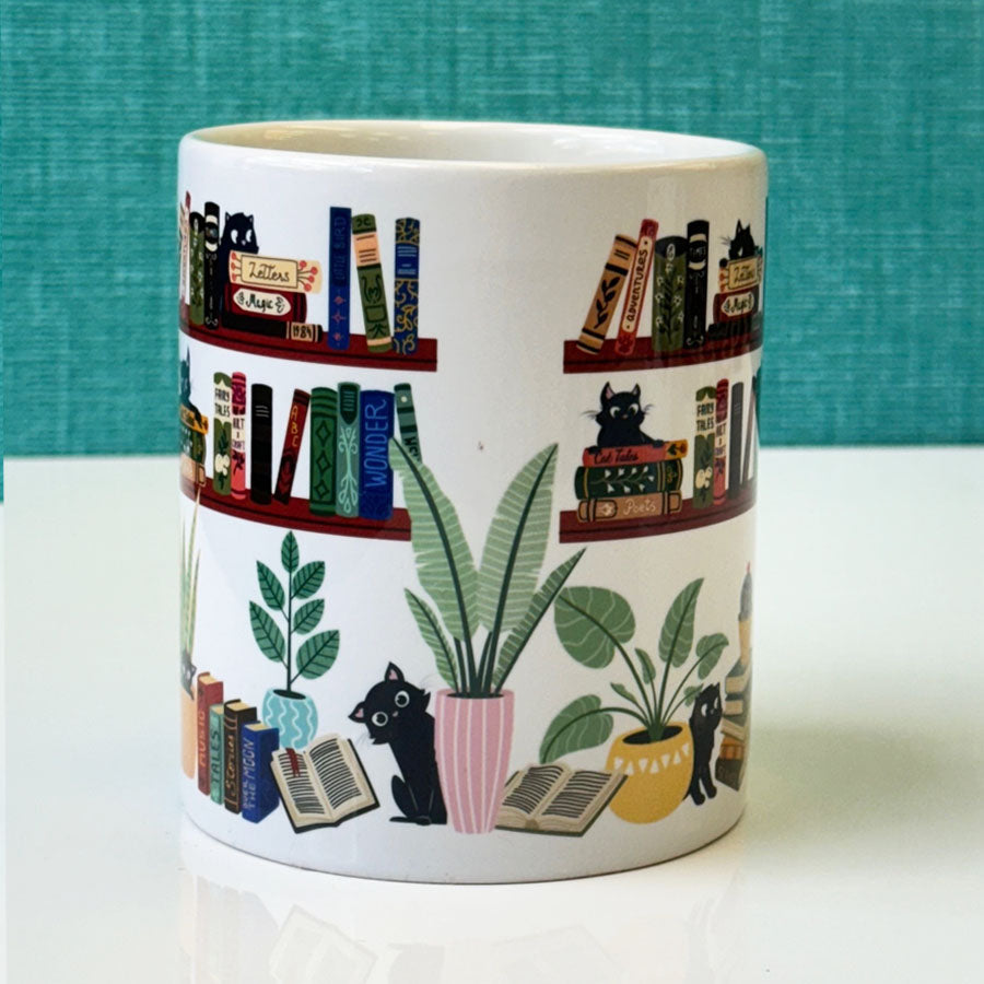 Cat Tales with Plants & Books 11oz Ceramic Mug