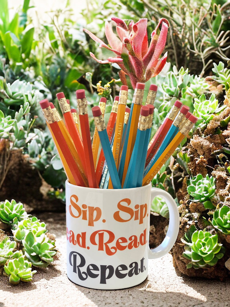 Sip. Read. Repeat. Orange 70s Retro 11oz Ceramic Mug