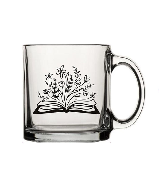 Botanical Library 13oz Coffee or Tea Glass Mug