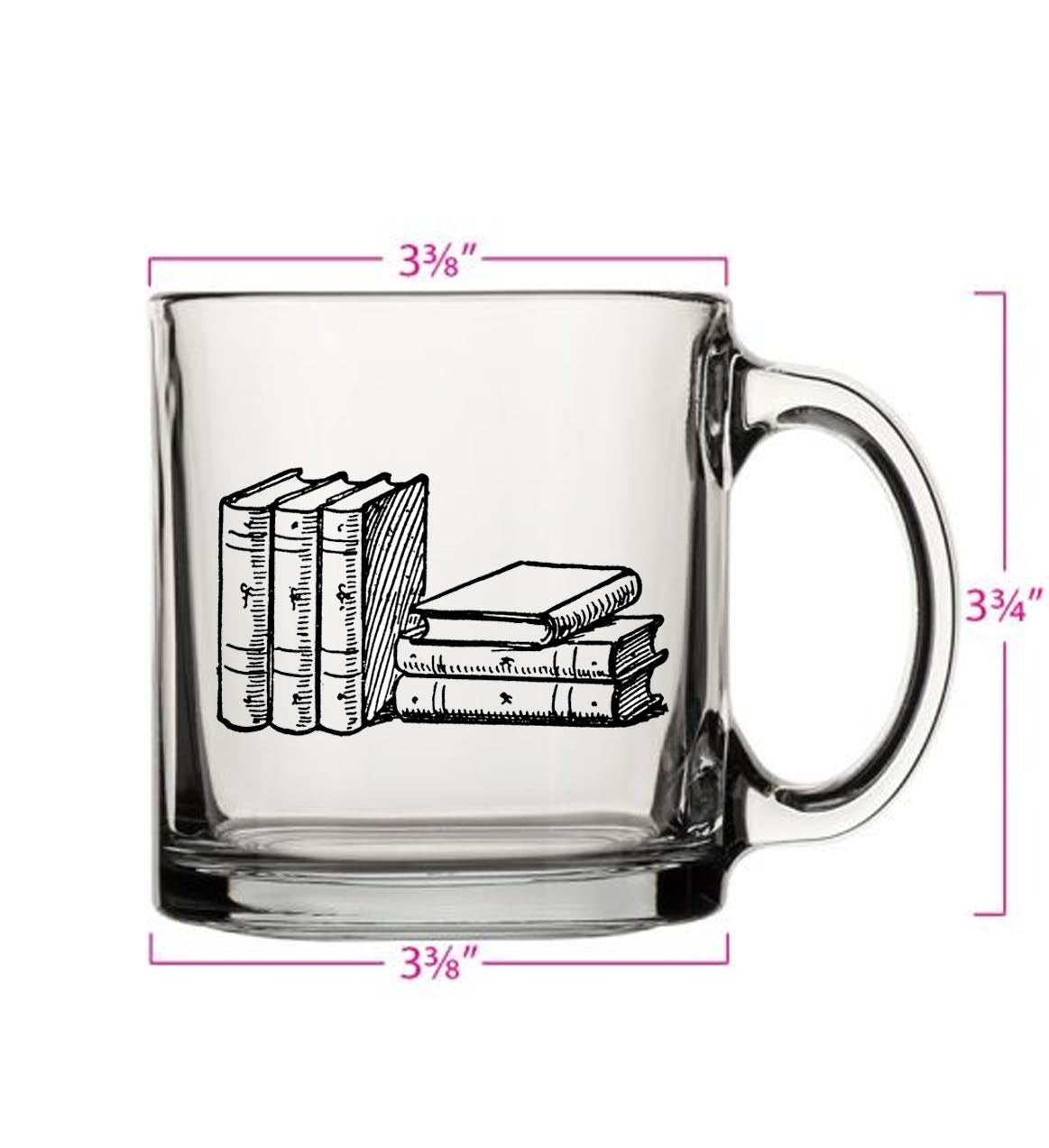 Stack of Books 13oz Coffee or Tea Glass Mug