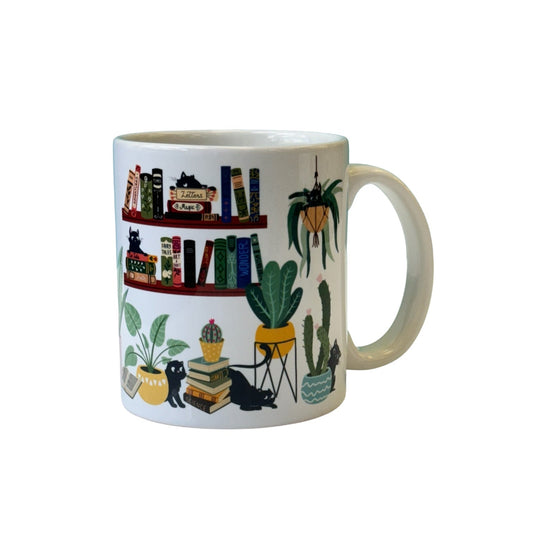 Cat Tales with Plants & Books 11oz Ceramic Mug