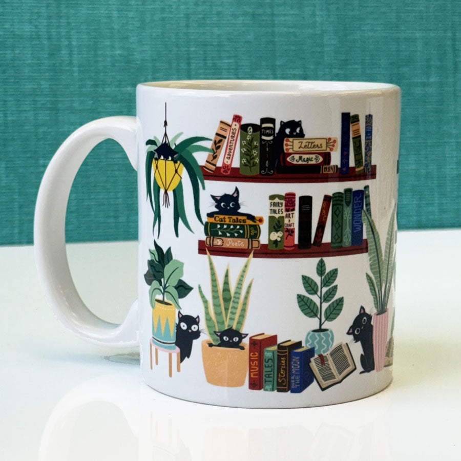 Cat Tales with Plants & Books 11oz Ceramic Mug